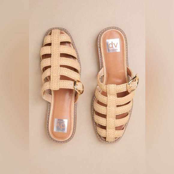 DV By Dolce Vita Falcon Raffia Buckle Mules Slip On Natural Size 8 - Picture 13 of 13